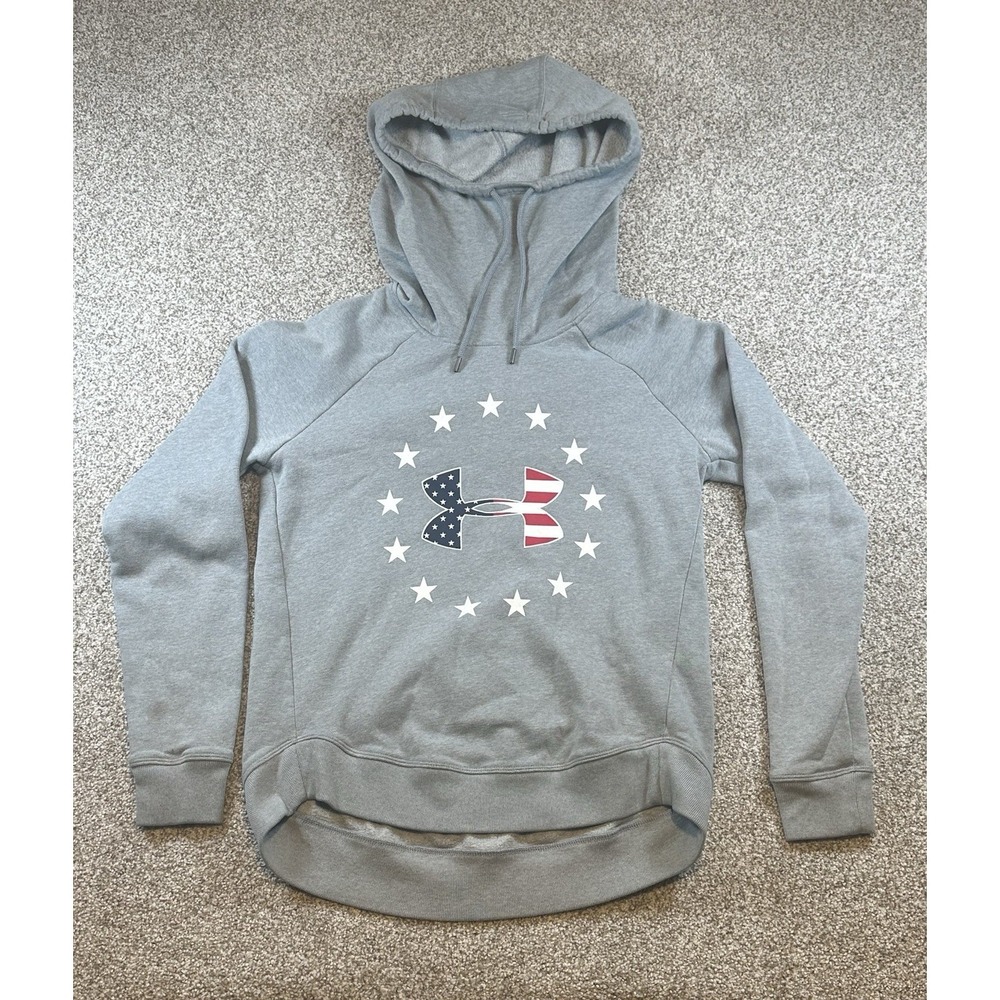 Under Armour Patriotic‎ USA Logo Hoodie Women's XS Sweatshirt Stars America Flag